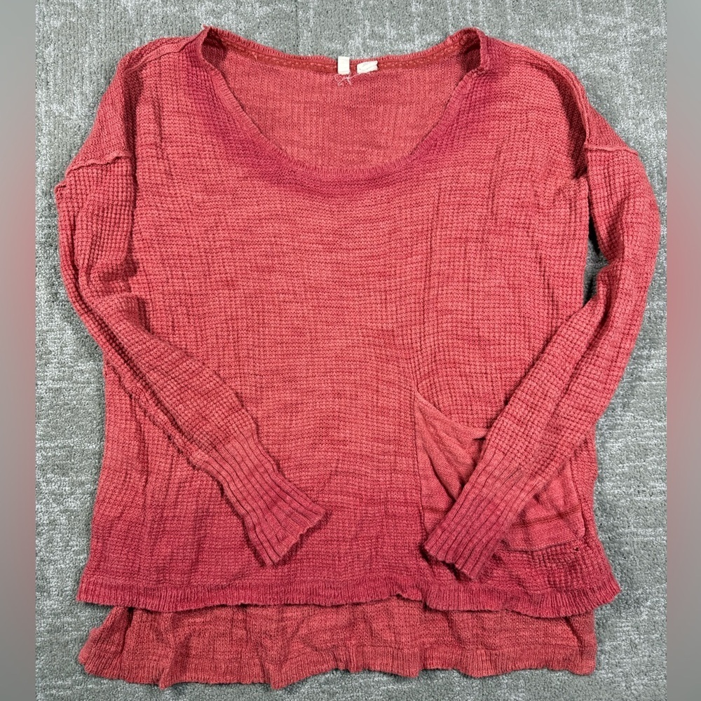 Anthropologie Moth Ombré Dip Dye Waffle Knit Sweater Women Size Small Boho